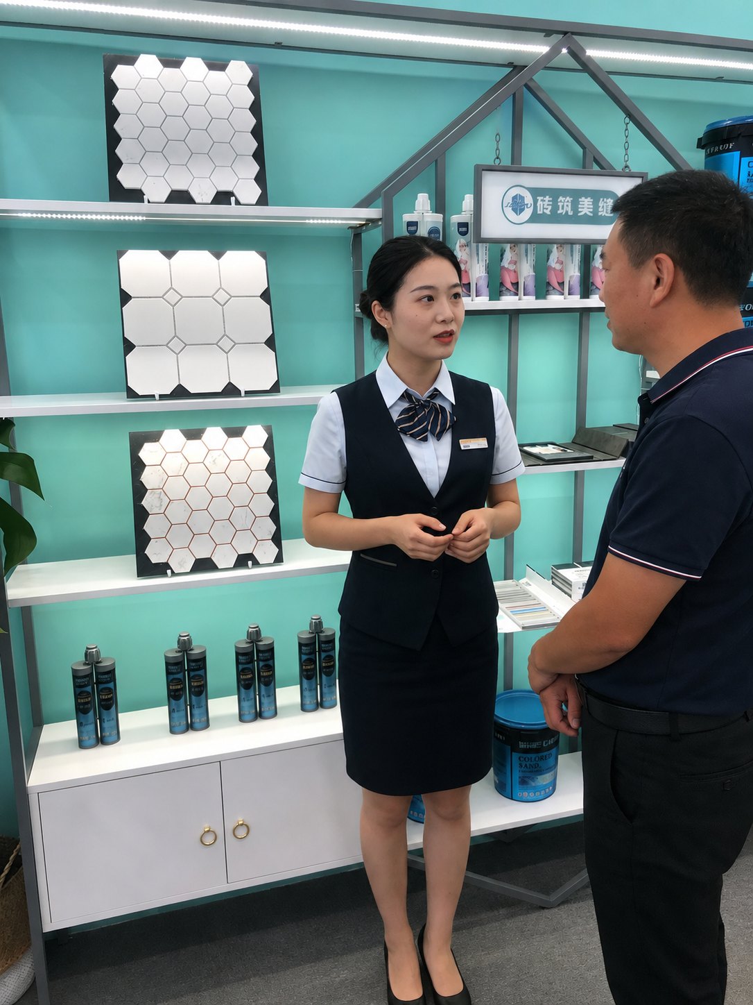 砖筑美缝门店一对一选色与方案沟通